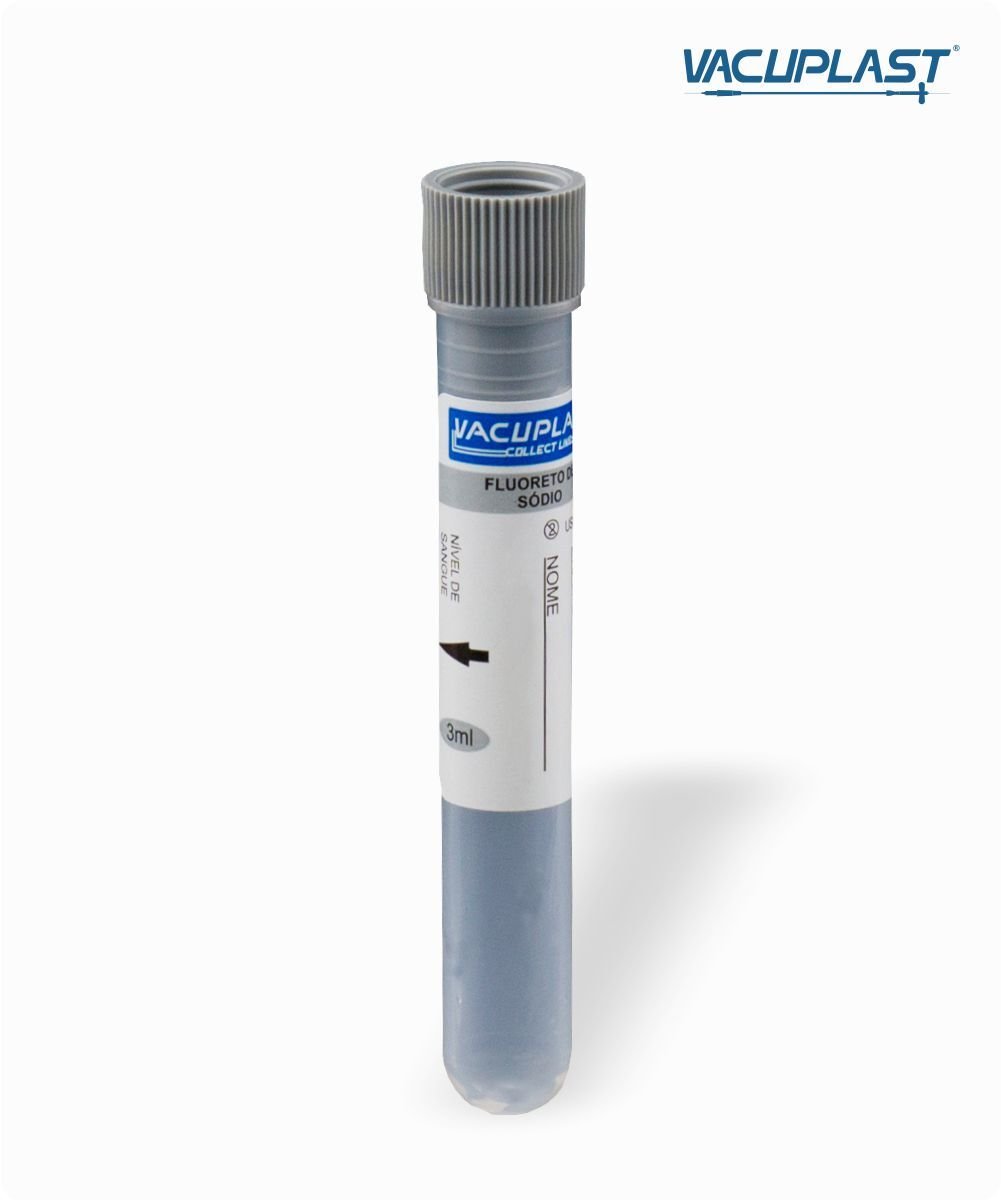 Tubo para coleta de sangue (seringa) com  fluoreto de sódio 3mL